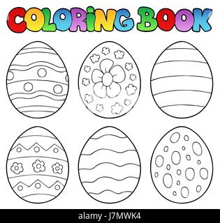Il colore di vernice di pasqua uovo uova dipinte di libro da colorare vacanza d'arte grafica a colori Foto Stock