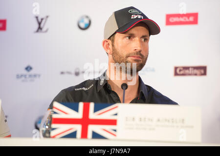 Bermuda. 25 Maggio, 2017. Sir Ben Ainslie, CEO e il timoniere per Land Rover BAR. Xxxv Coppa America conferenza stampa di apertura. America's Cup Village, Bermuda. 25/5/2017 Credit: Chris Cameron/Alamy Live News Foto Stock