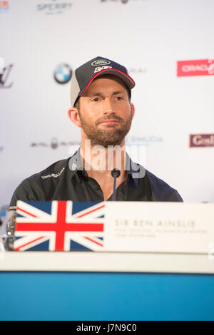 Bermuda. 25 Maggio, 2017. Sir Ben Ainslie, CEO e il timoniere per Land Rover BAR. Xxxv Coppa America conferenza stampa di apertura. America's Cup Village, Bermuda. 25/5/2017 Credit: Chris Cameron/Alamy Live News Foto Stock