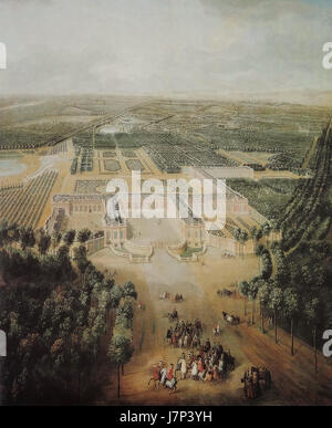1724 Jean Baptiste Martin Louis XV enfant en promenade En vue du Grand Trianon Foto Stock