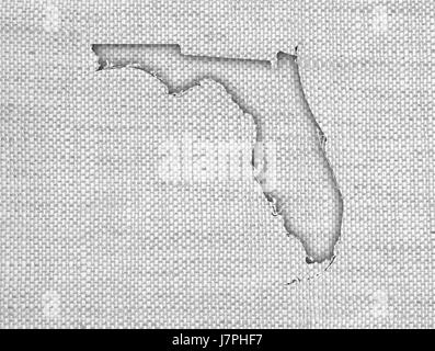 Mappa di Florida su vecchie lenzuola Foto Stock