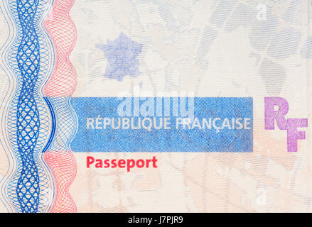 Copertina di un passaporto francese Foto Stock