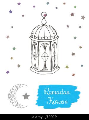 Il Ramadan kareem concetto. Disegno a mano immagine Illustrazione Vettoriale