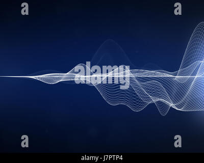 Abstract linee ondulate, bianco linee distorte su sfondo blu Foto Stock