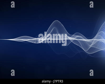 Abstract linee ondulate, bianco linee distorte su sfondo blu Foto Stock