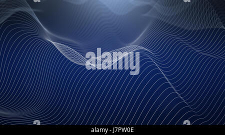 Abstract linee ondulate, bianco linee distorte su sfondo blu Foto Stock