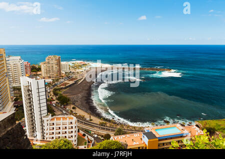 Vista aerea a Puerto de la Cruz Tenerife Foto Stock