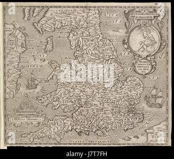 "Britannia Provincia Romanorum" di William Rogers è una mappa storica che raffigura la provincia romana della Britannia. Offre una vista dettagliata della Britannia romana durante il suo periodo imperiale, mostrando territori e insediamenti. Foto Stock