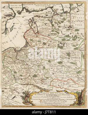 Carte des Estats de Suede, de Dannemarq, et de Pologne; sur la mer Baltique Foto Stock