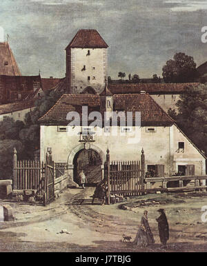 Questo si riferisce a un'opera del famoso artista italiano Canaletto (Canale Giovanni Antonio), noto per i suoi paesaggi dettagliati e paesaggi urbani, in particolare di Venezia. Le sue opere del XVIII secolo raffigurano con grande precisione vedute architettoniche e panoramiche. Foto Stock