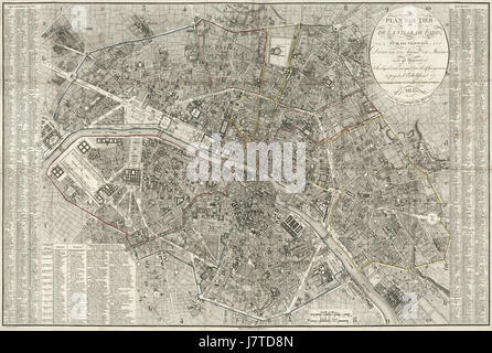 Collin, plan routier de la Ville de Paris et des ses faubourg, 1823 Foto Stock