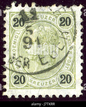 1891 KK 20kr Mi57x Foto Stock