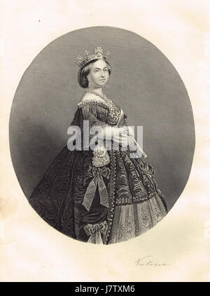 Ritratto della Regina Victoria & firma Foto Stock