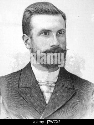 Alfredo Branas Menendez (1859 1900). Scrittore e ideologo del regionalismo Galiziano. Incisione di Thomas Pijoliu in catalano di illustrazione, 1882 Foto Stock