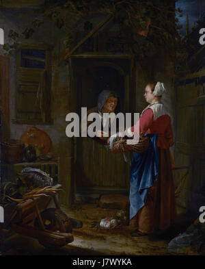 Una ragazza vendita di uve ad una vecchia donna, da Frans van Mieris de Oude Foto Stock