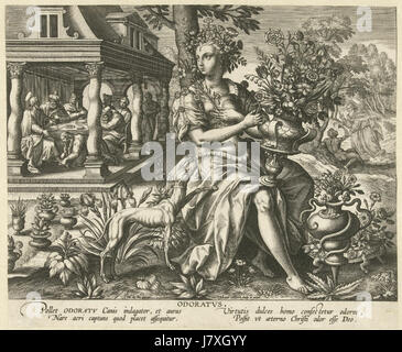 Adriaen Collaert, Maerten de Vos (dopo) odore (Odoratus), da i cinque sensi Foto Stock