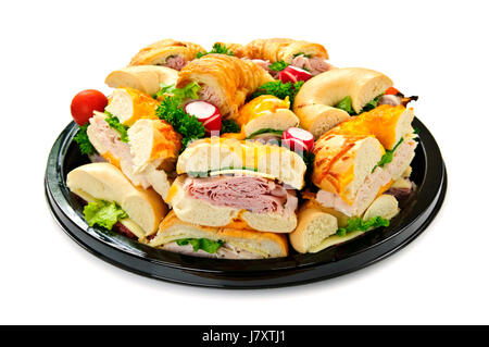 Partito isolato celebrazione vassoio assortiti panini platter a buffet snack bar Foto Stock