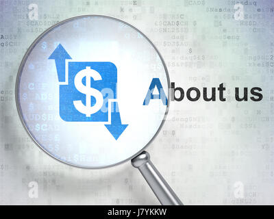 Il concetto di business: finanza e su di noi con il vetro ottico Foto Stock