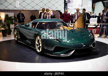 Ginevra, Svizzera - Marzo 7, 2017: Regera Koenigsegg auto sportiva presentato al 87th Geneva International Motor Show. Foto Stock