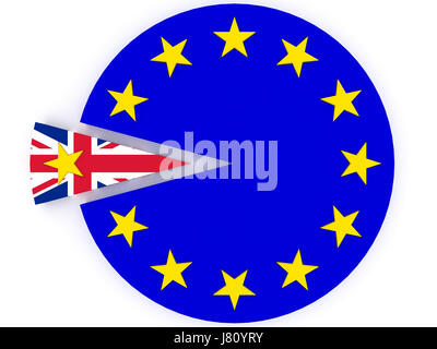 Brexit - Regno Unito decide di discostarsi dalla Unione Europea metafora - 3D render Foto Stock