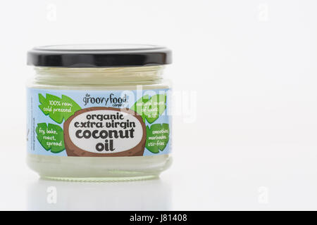 Olio di cocco biologico - Olio extra vergine - dalla groovy azienda alimentare Foto Stock