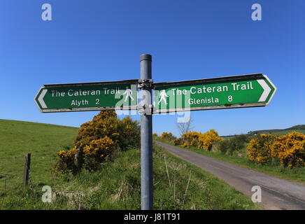 Segno sul sentiero Cateran tra Alyth e Kirkton Of Glenisla Scozia Maggio 2017 Foto Stock