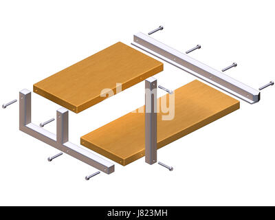 Ripiano surreale impossibile costruire isolato vite per legno illustrazione  angolari in metallo Foto stock - Alamy