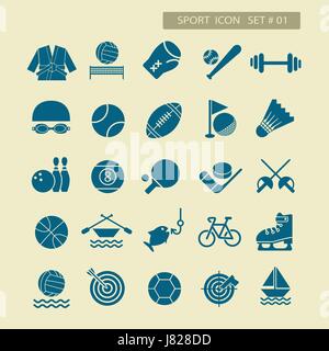 Sport flat icon set per il web e mobile imposta01 Illustrazione Vettoriale