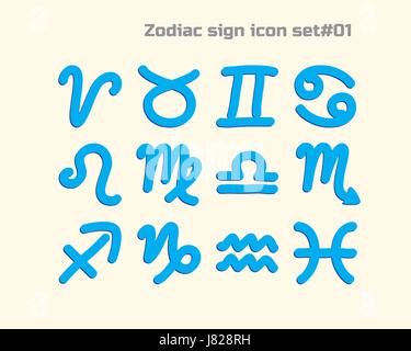 Segno zodiacale icona per web e mobile serie 01 Illustrazione Vettoriale