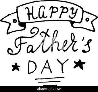 Felice giorno padri lettering design. Moderno stile Brush per biglietti di auguri, banner, t-shirt design. Isolato su bianco Illustrazione Vettoriale