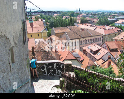 Vista della Lubiana da parcheggio attorno a Lubiana il castello Foto Stock