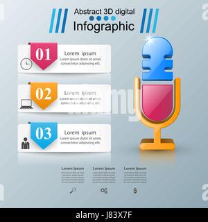 Infographics Business. Icona a forma di microfono. Illustrazione Vettoriale
