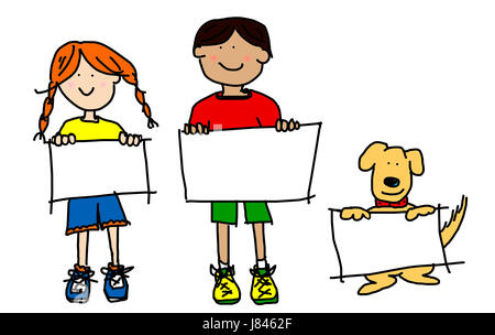 Illustrazione del cane disegno foto copia immagine segno di deduzione kid cartoon Foto Stock