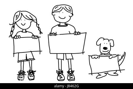 Illustrazione del cane disegno foto copia immagine segno di deduzione kid cartoon Foto Stock