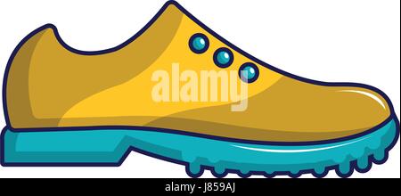 Giallo scarpe da golf icona, stile cartoon Illustrazione Vettoriale