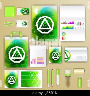 Corporate identity il modello con gli elementi di colore. Società di vettore di stile aziendale per video Ã ¨, report e linee guida. Illustrazione Vettoriale