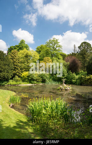 Koi lago a Thornbridge alle prese hall gardens vicino grande Longstone, Derbyshire, in Inghilterra. Foto Stock