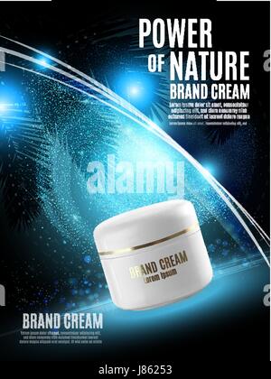 Vettore 3D illustrazione per la promozione di un cosmetico idratante prodotto premium, Matt Black barattolo con il coperchio chiuso Illustrazione Vettoriale