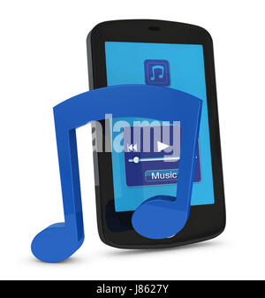 Telefono blu telefono cellulare mobile mobile phone oggetto intrattenimento musicale Foto Stock
