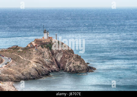 Cabo de Gata antenna lighthouse in Almeria, Andalusia, mare mediterraneo della Spagna Foto Stock