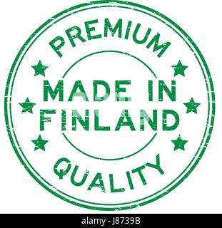 Green Grunge premium quality made in Finlandia intorno la guarnizione in gomma del timbro Illustrazione Vettoriale