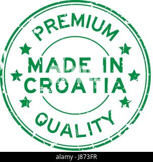 Green Grunge premium quality made in Croazia round la guarnizione in gomma del timbro Illustrazione Vettoriale