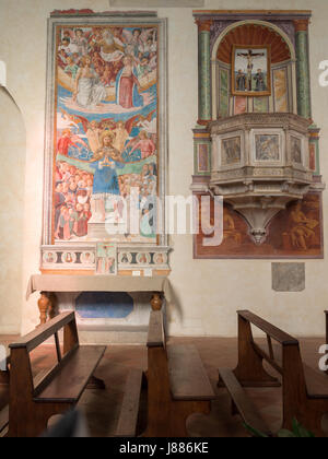 Chiesa di Sant'Agostino interno affreschi, San Gimignano Foto Stock