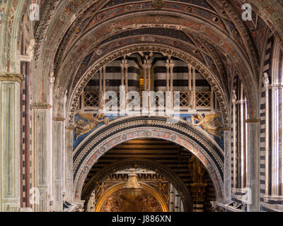 Duomo di Siena navata principale top decorazioni dettaglio Foto Stock