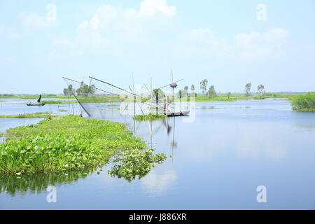 Vista l'Arial Beel, un grande corpo di acqua di 136 chilometri quadrati, situato a sud di Dhaka in tra Padma e Dhaleshwari fiume. Sreenagar, Munshi Foto Stock