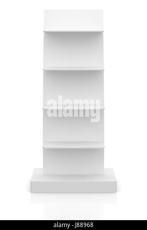 Ripiano vuoto su bianco backgorund (3d rendering) Foto Stock