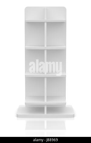 Ripiano vuoto su bianco backgorund (3d rendering) Foto Stock