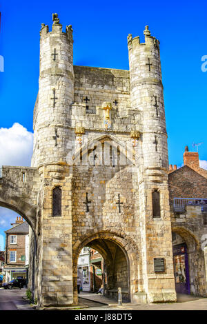 Monk bar,gate-torre in York, Yorshire, Regno Unito Foto Stock