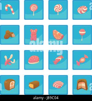 I dolciumi e caramelle icona app blu Illustrazione Vettoriale