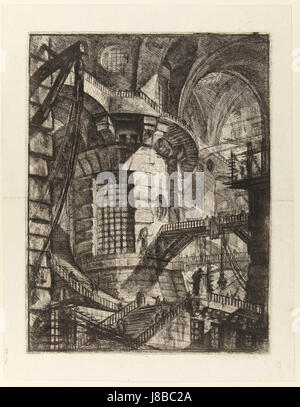 Giovanni Battista Piranesi Le Carceri d'Invenzione Seconda Edizione 1761 03 la torre rotonda Foto Stock